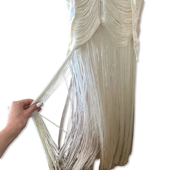 Michael Costello Angelica Fringe Maxi Top x Revolve white dress $228 NWT Sz XXS - Picture 9 of 14